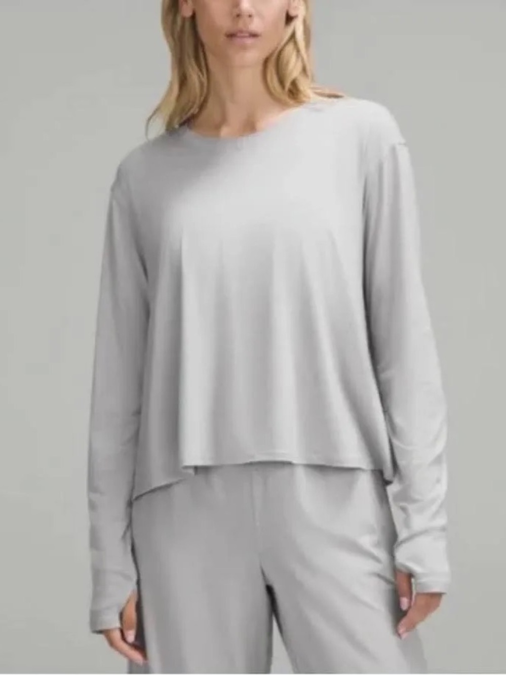 Lululemon Modal Relaxed-Fit Lounge Long Sleeve Silver Drop Size 4 NWT